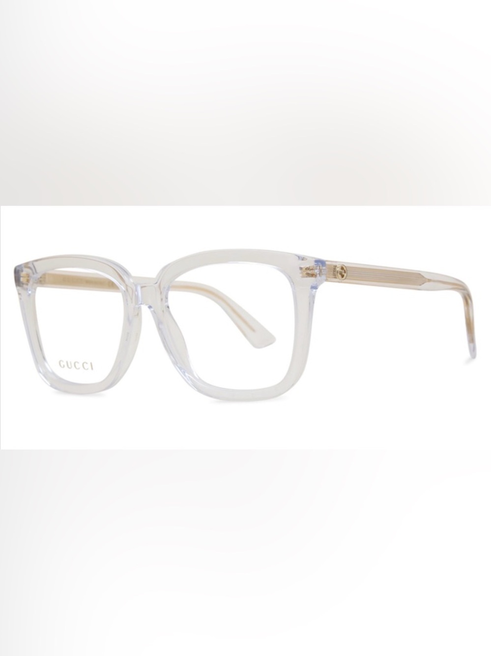 Gucci Transparent Square Glasses with Gold Detail - Picture 5 of 5